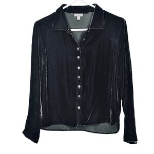 J.Jill Velvet Silk Blend Button Down Long Sleeve Shirt